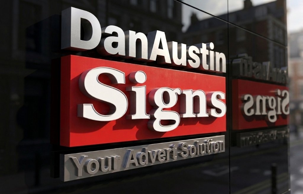 DanAustin Signs 3D metallic illuminated storefront sign fabricated in Gilgil, Nakuru County, Kenya