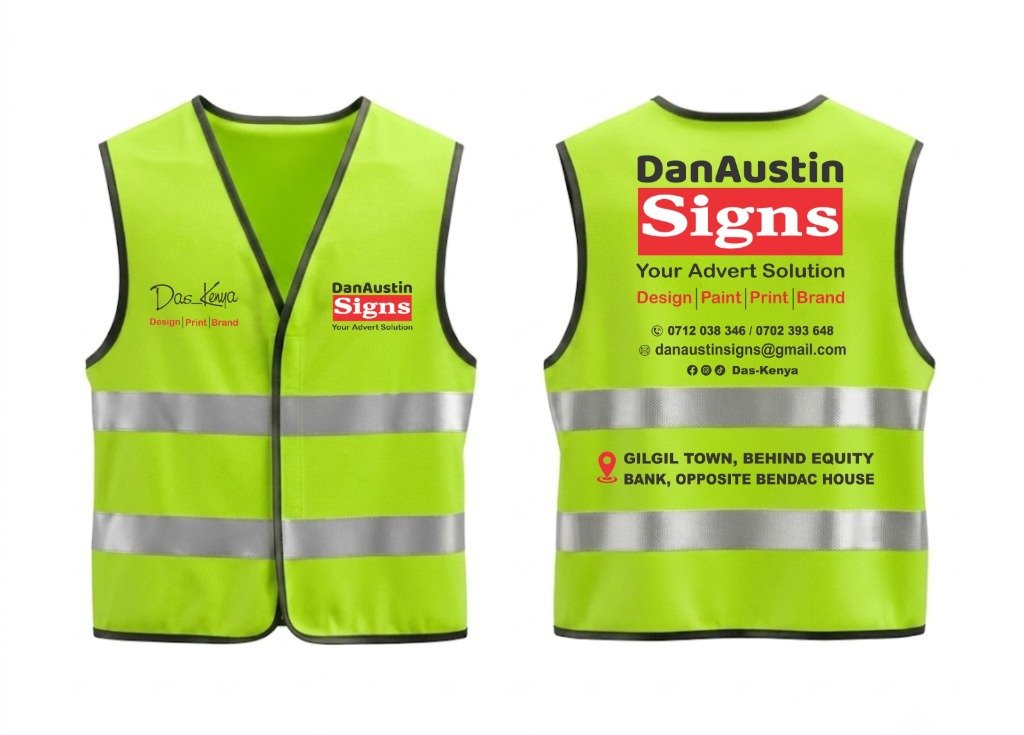 DanAustin Signs — Screen Printing & Merch (Apparel · Workwear · Reflectors · Bags) in Gilgil, Kenya